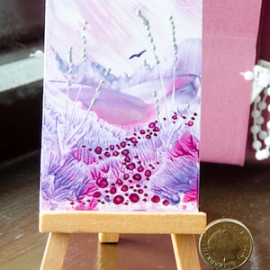 Encaustic Wax Art ACEO, Purple Haze 4, Fantasy Miniature Art, Original