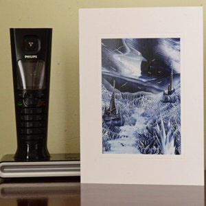 Encaustic Wax Original Art Card, Moonlight Fantasy, Portrait style