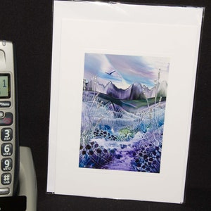 Encaustic Wax Original Art Card, Lavender Meadows, Portrait style
