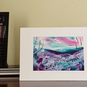Encaustic Wax Original Art Card, Marshmallow Downs, Landscape style