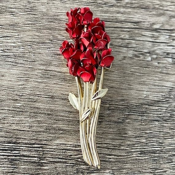 Vintage Brooch Pin Dozen Roses - image 1
