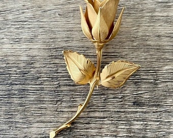 Vintage Giovanni Gold Rose Brooch Pin