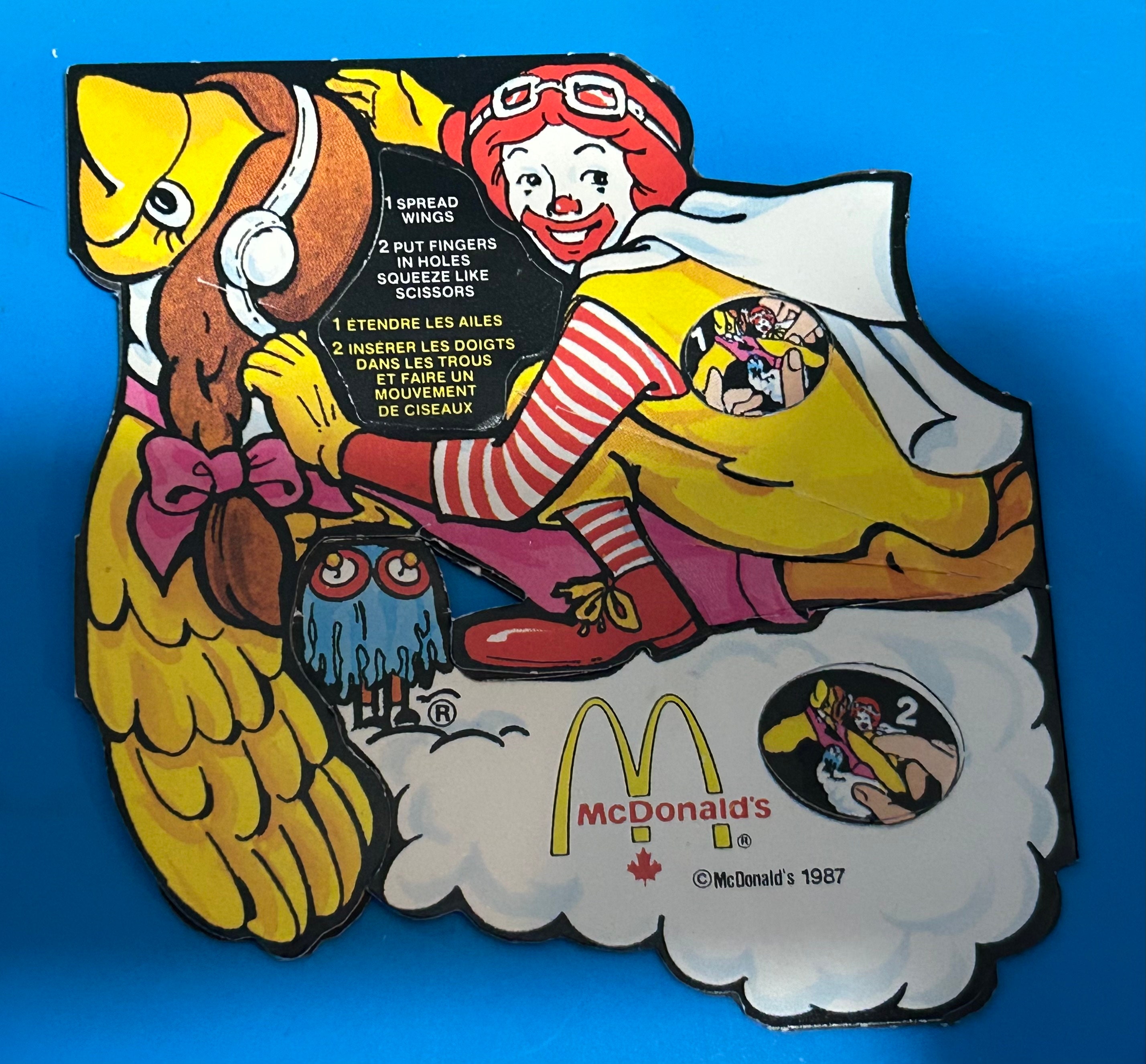 Vintage 1980s Rare McDonalds Paper Happy Meal Treat of the Week Ronald Riding Birdie