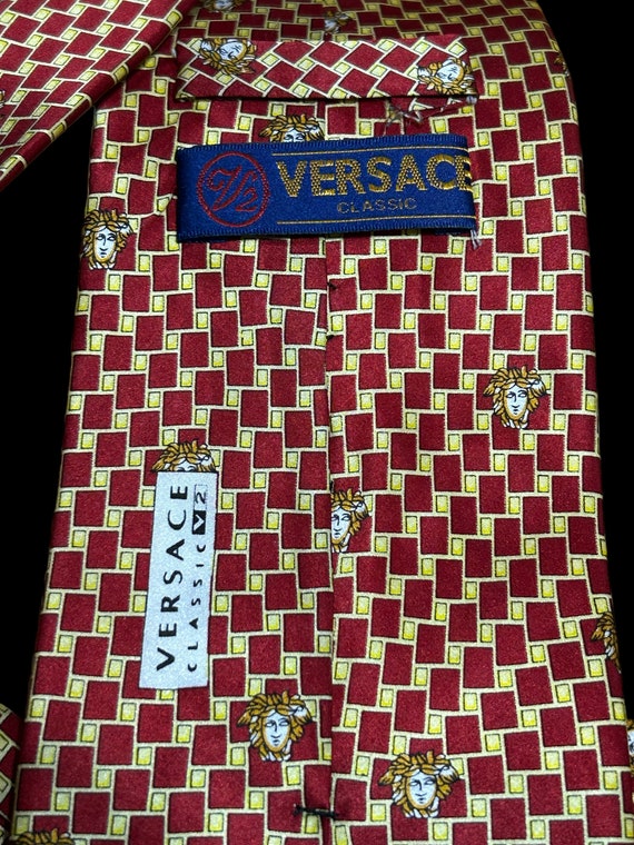 Men's Tie Versace Classic V2 100% Silk Red with G… - image 2