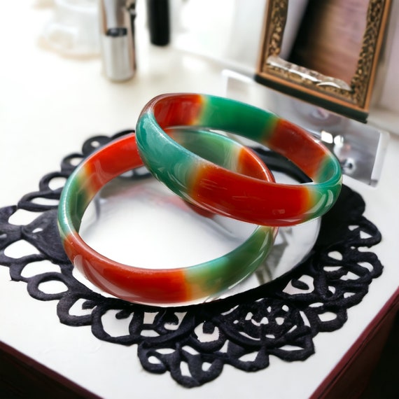 Jade Agate bangle | Jade bracelet | Multi coloure… - image 1