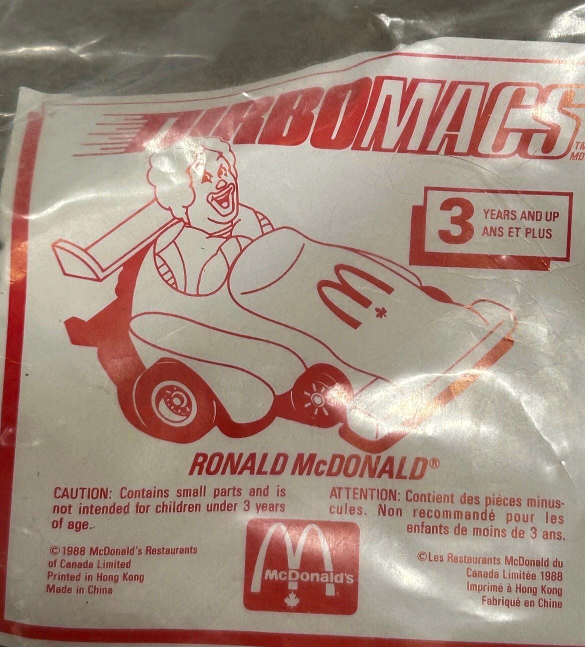 Mcdonalds Ronald Mcdonald in Race Car Original Gang Retro Vintage