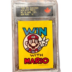 Pegatinas con consejos sobre juegos de Nintendo Topps 1989 n.º 18 ¡Gana con Mario Gem Mint 10 Rare!