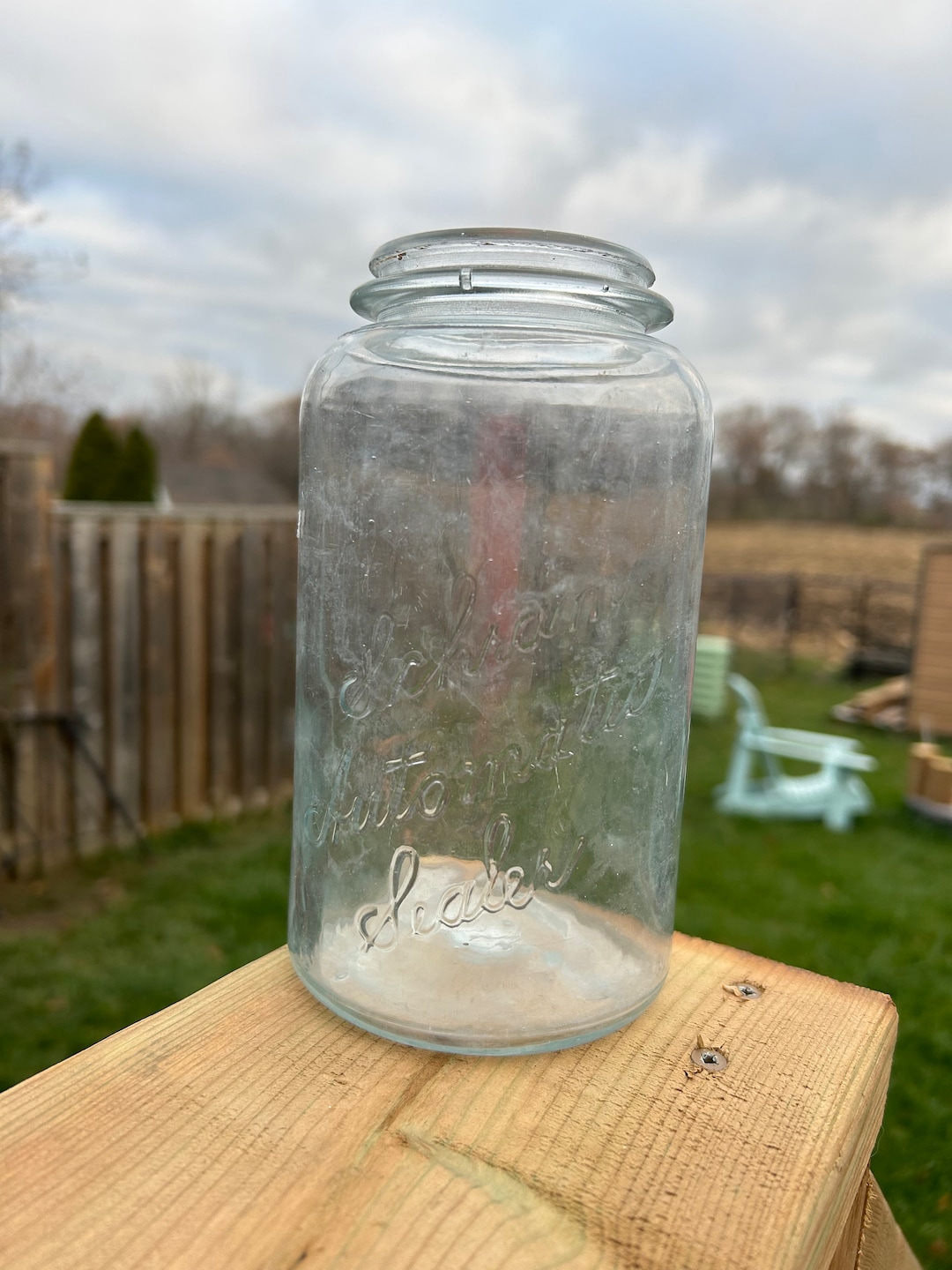 Antique Schram Automatic Sealer Clear Glass Quart Fruit Jar, No Lid Etsy