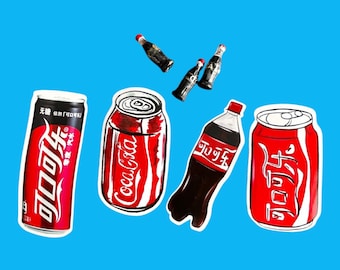 Lote de pegatinas troqueladas de Coca Cola para botellas pequeñas de 2" y 0,50".
