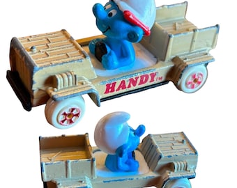 Smurfs Handy Smurf About Vintage Diecast 2.75&quot; Car ERTL 1982 Die Cast Car