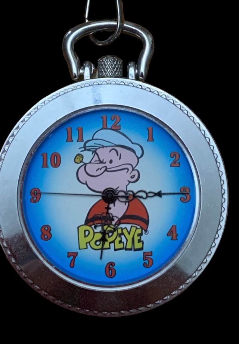 Vintage Stainless Steel Popeye Pocket Watch Quartz in New Condition image 5