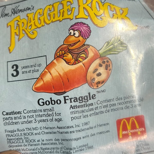 Vintage 1988 Fraggle Rock Toy McDonalds Happy Meal Jim Henson's GoBo Fraggle New in Packaging