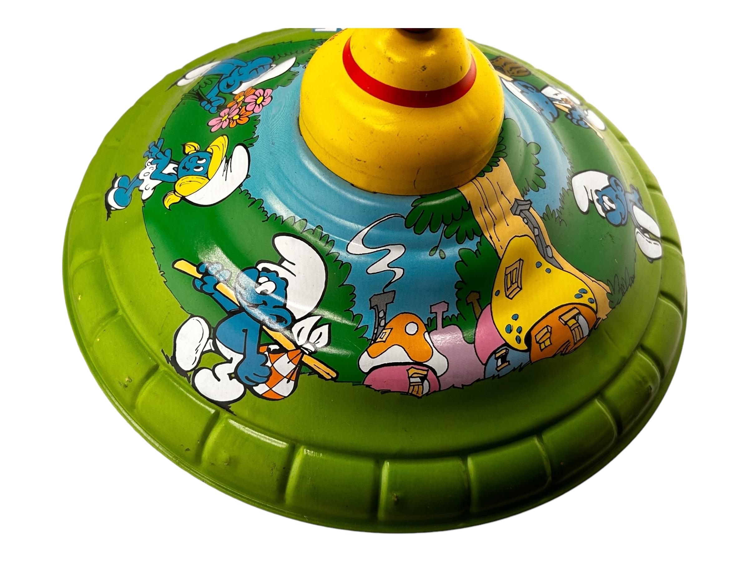 Vintage 1982 Toy Metal Spinning Top SMURFS Wood Handle - Etsy