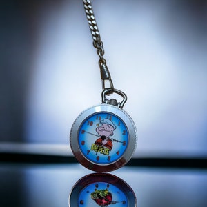 Vintage Stainless Steel Popeye Pocket Watch Quartz in New Condition image 3