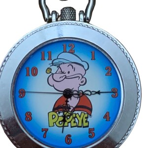 Vintage Stainless Steel Popeye Pocket Watch Quartz in New Condition image 2