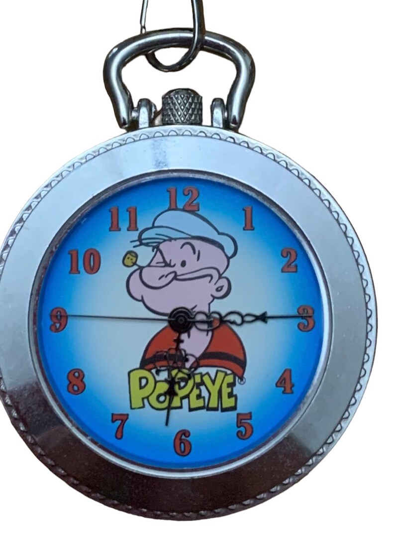 Vintage Stainless Steel Popeye Pocket Watch Quartz in New Condition image 2