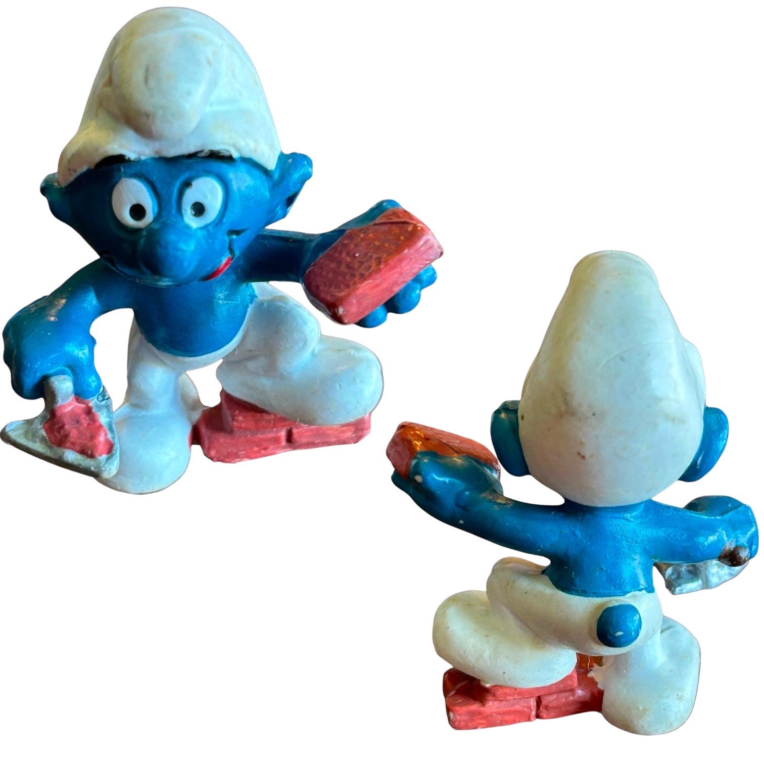ANCIENNE VOITURE METAL Schtroumpf Rose - Esci 1983 Puffi Italy Smurf