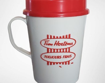 Early Tim Hortons Plastic Small Travel Coffee Mugs Cup Tim Donut Ltd Cup Red Lid