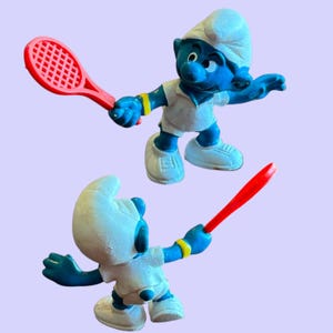 Vintage 1979 Sporty SMURFS - Peyo Schleich West Germany Red - Assortment of Sports