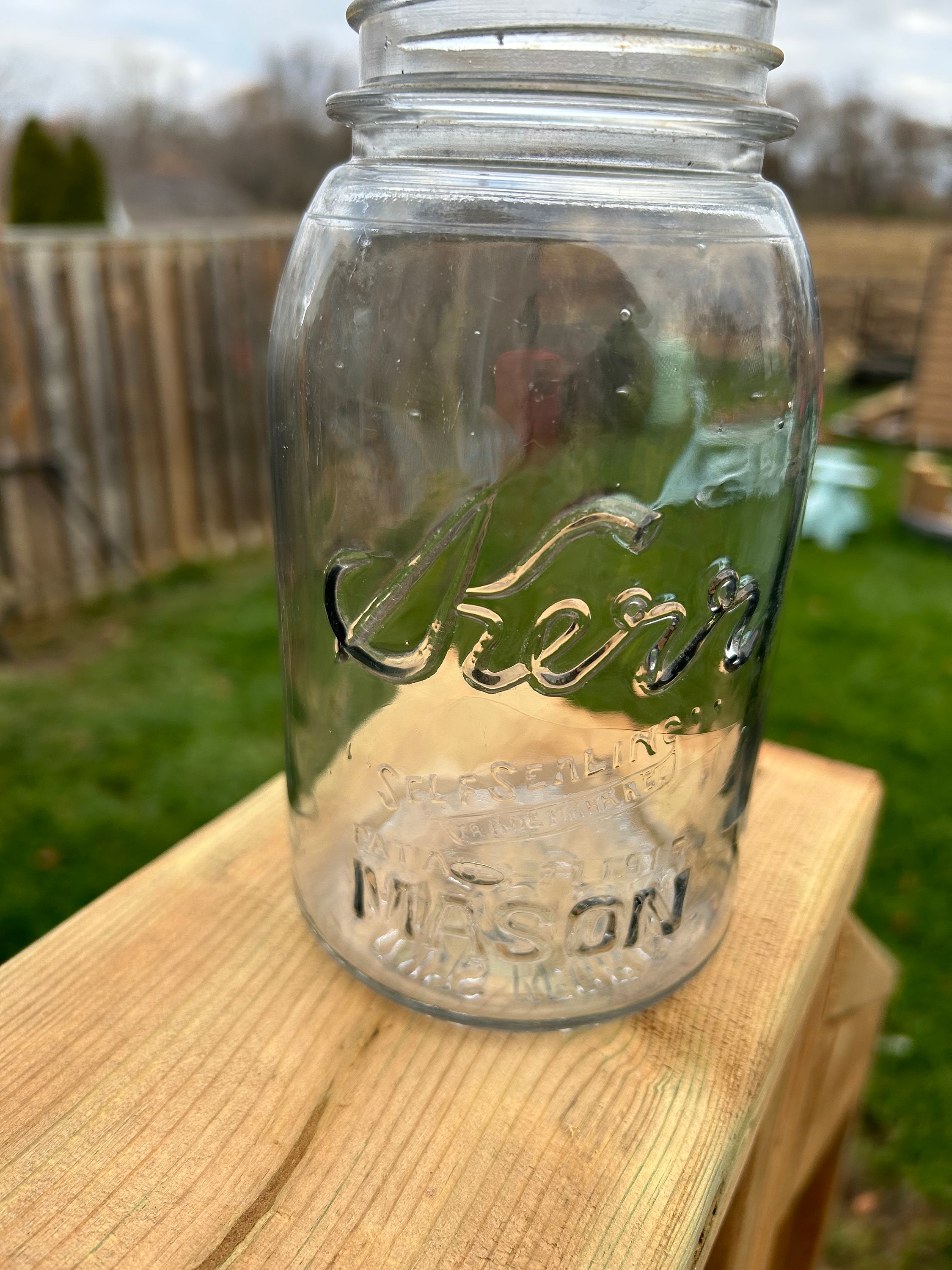 Antique 1915 Clear Glass Kerr Self Sealing Mason Jar Quart Etsy