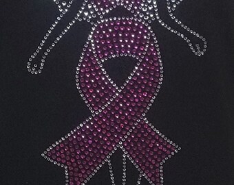 Rhinestone Cancer Awareness T-Shirts