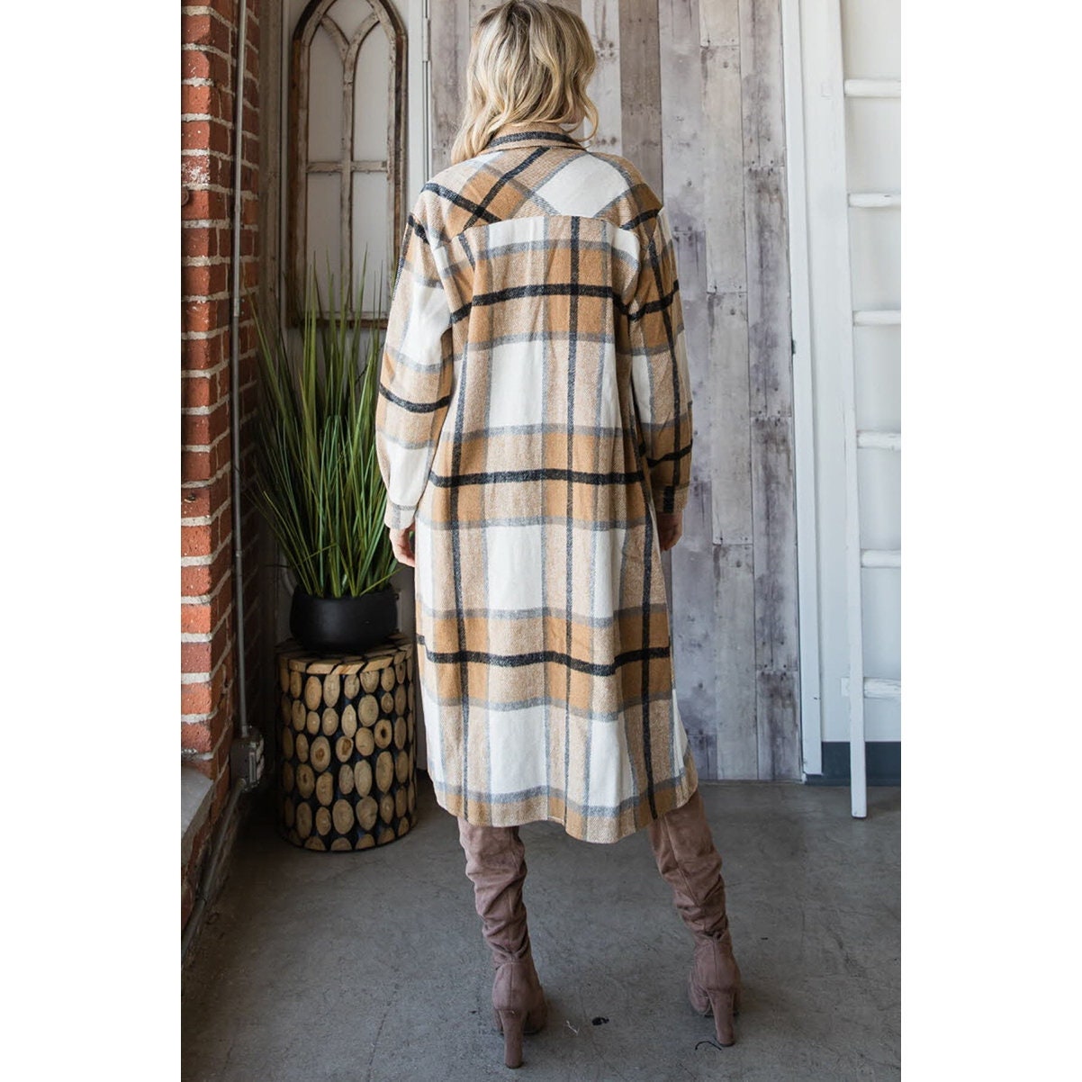 Plaid duster jacket sale