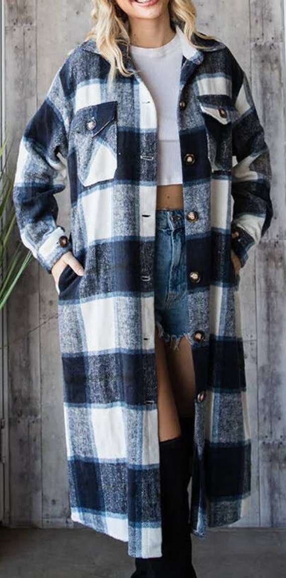 Checkered duster jacket cheap