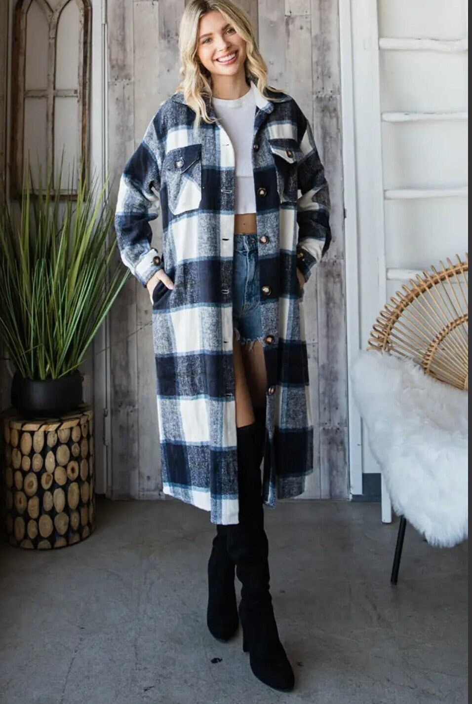 Plaid 2025 duster jacket