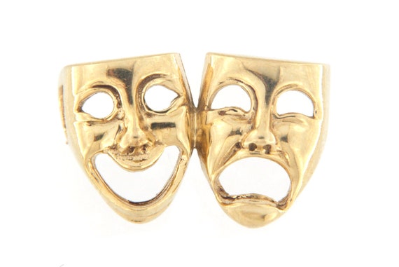 Comedy & Tragedy Unisex Charm 14kt Yellow Gold