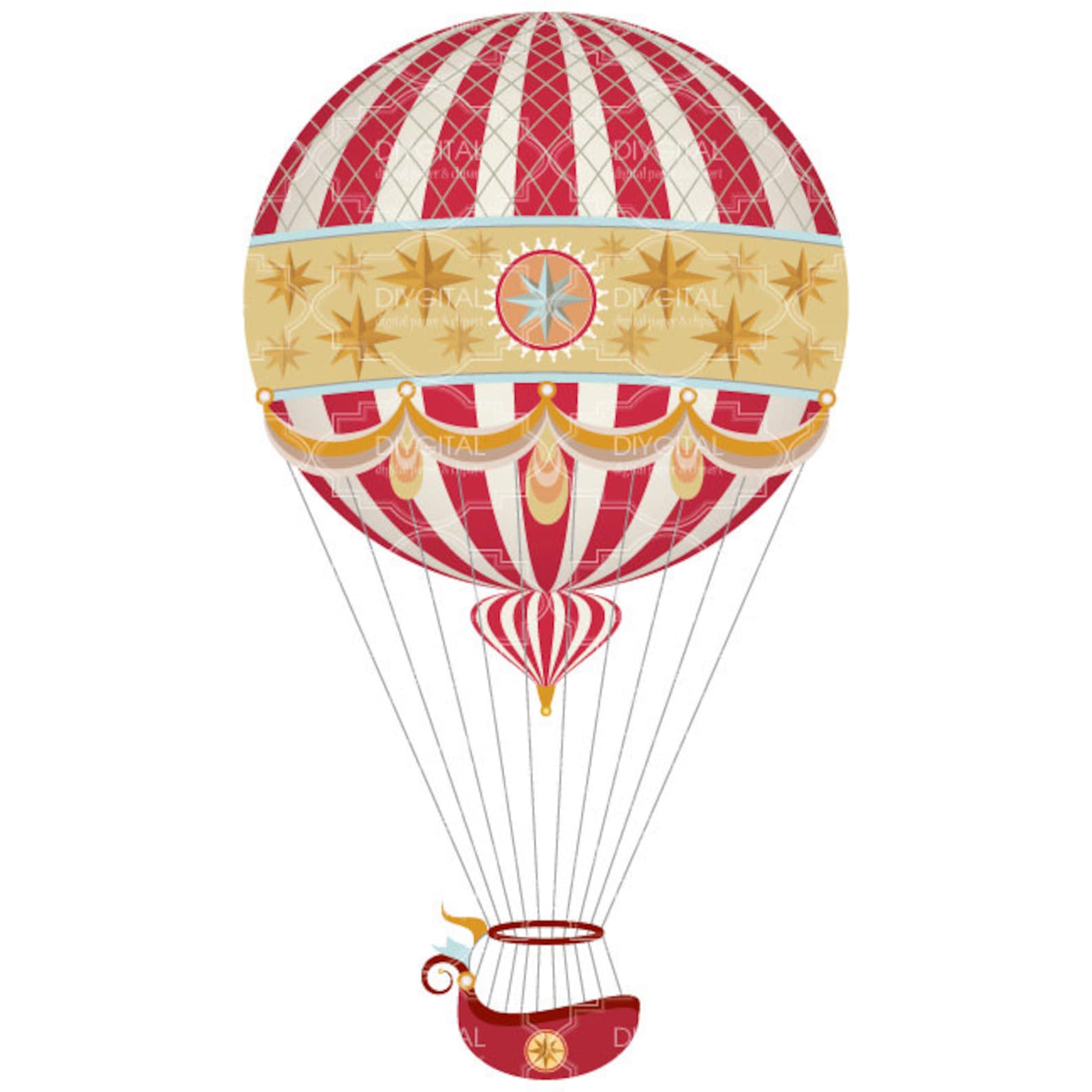 Vintage Hot Air Balloons Clip Art Set 7 Printable Cliparts for ...