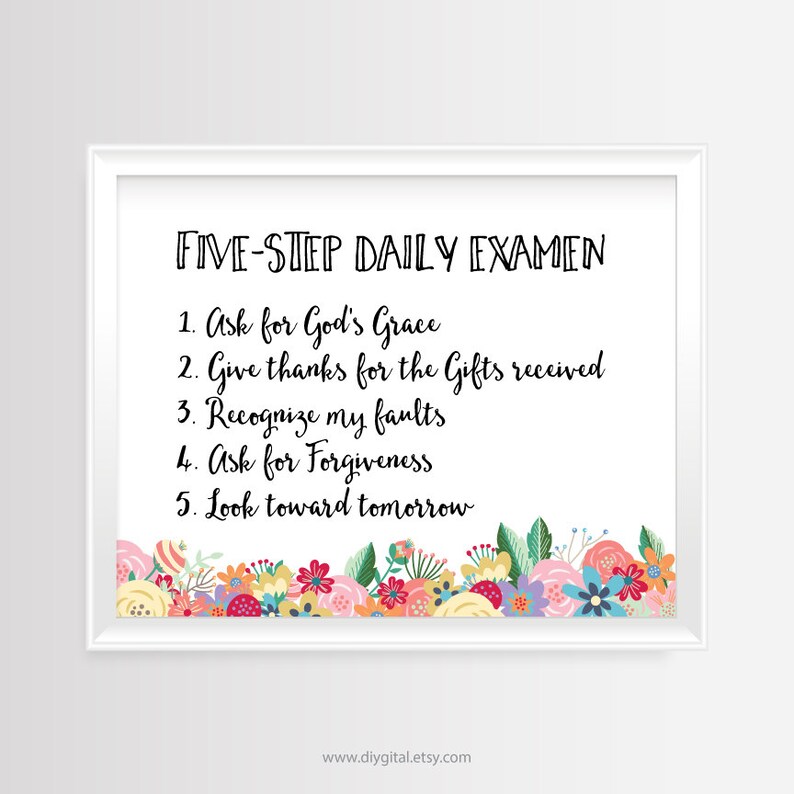 Printable Wall Art Christian Five Step Ignatian Daily Examen 8x10 ...