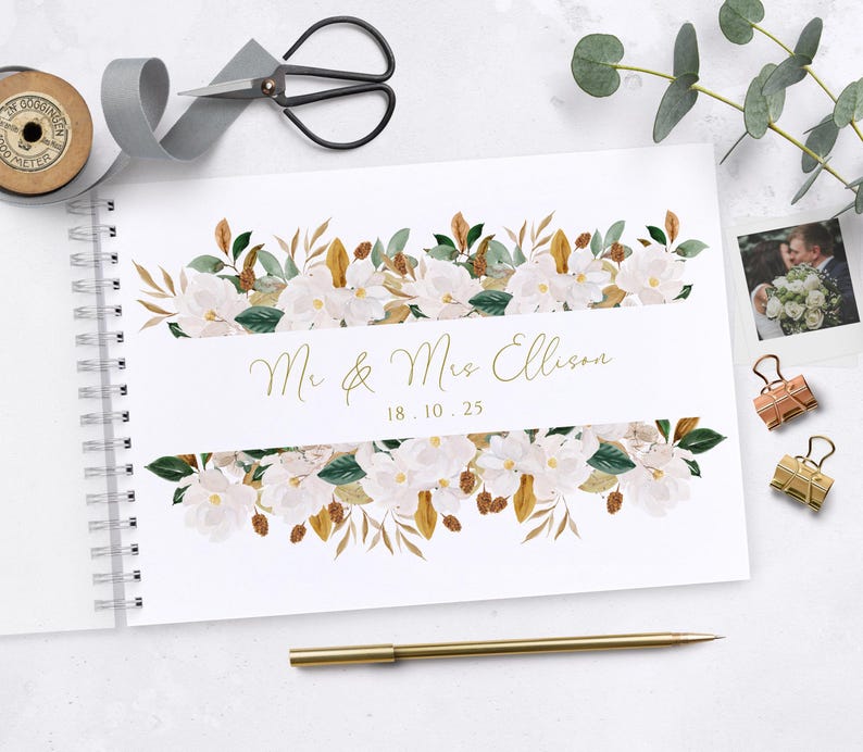 Autumn Wedding Guest Book, Personalised Scrapbook Album, Autumnal