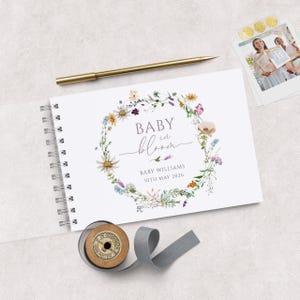 Baby in Bloom, Baby Shower Guest Book, Floral Guestbook, A5 or A4 Scrapbook
