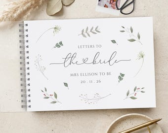 Winter Floral Letters to the Bride Book, A4 Scrapbook Album, Hen Party Guestbook