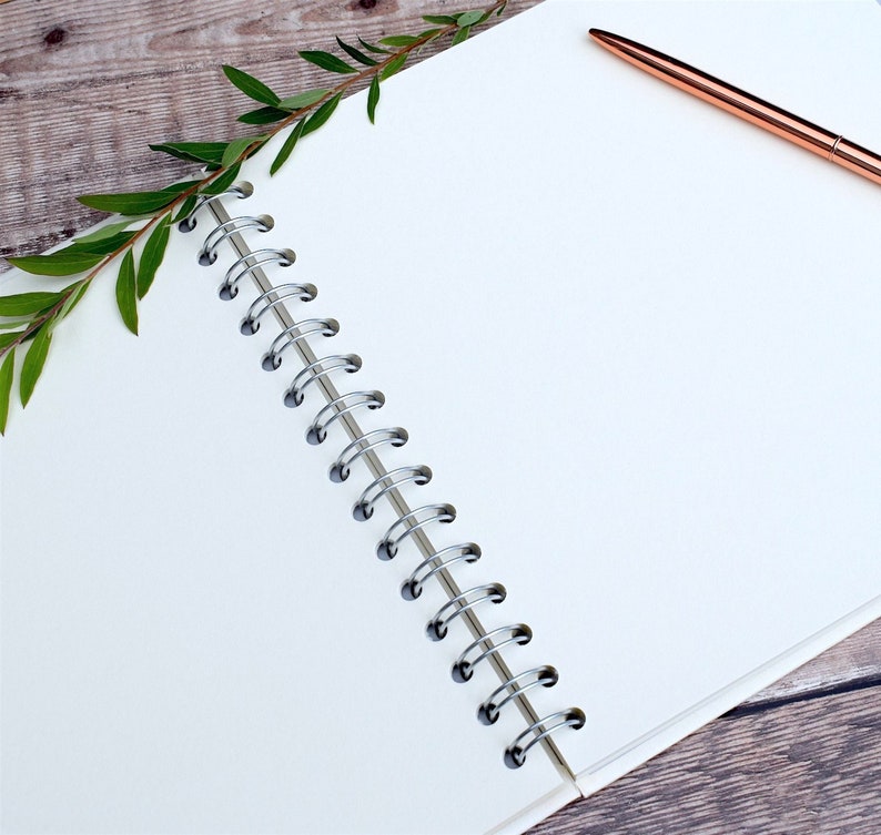 Rustic Personalised Wedding Guest Book White Floral Botanical Guestbook or Scrapbook Album