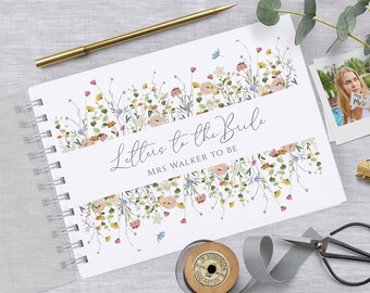 Wildflower Letters to the Bride Book, Personalised Hen Party Guest Book or Photo Album