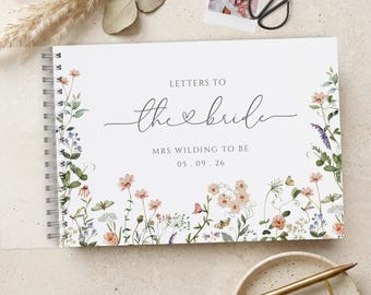 Wildflower Letters to the Bride Book, Scrapbook Album, Personalised Hen Party Guestbook