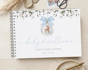 Blue or Pink Christmas Baby Shower Guest Book, A4 Scrapbook Album