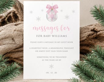 Little Pink Snowflake Baby Shower Guest Book Sign