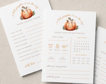 Baby Shower Prediction Cards, Personalised Predictions Game, Little Pumpkin