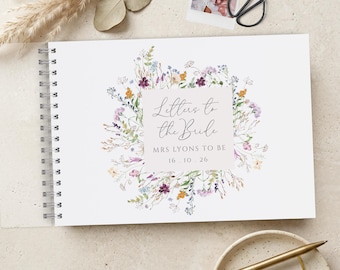 Wildflower Letters to the Bride Book, Hen Party Guestbook, Handmade Scrapbook Album