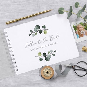Eucalyptus Letters to the Bride Book, Personalised  Hen Party Guest Book or Photo Album