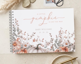 Little Pumpkin on the Way Baby Shower Guest Book, A4 Scrapbook Album, Autumn Halloween