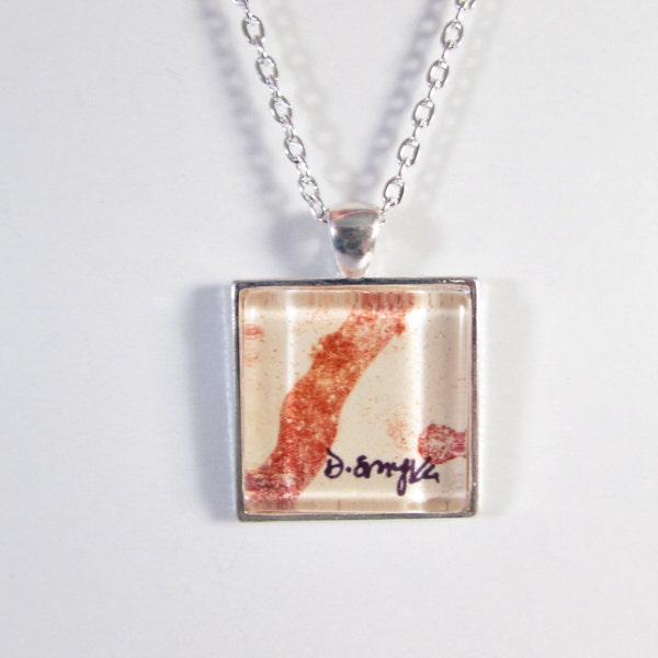 Signature Series Pendant Glass Pendant Necklace Lithography Print Handmade