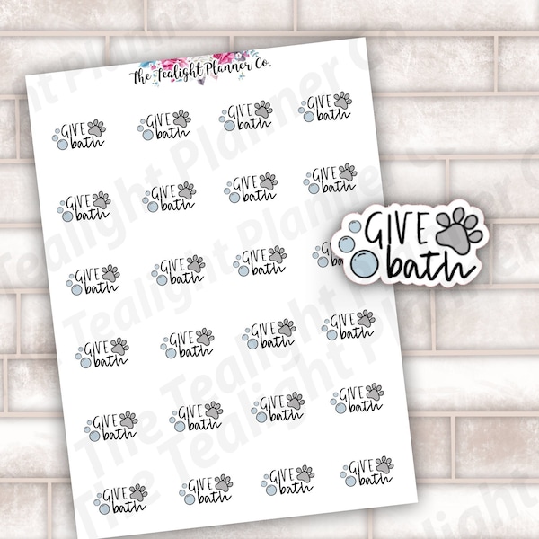 Give Dog a Bath Planner Stickers, Pet Care Sticker, Dog Grooming, Pet Sticker, Functional Planner Sticker, Taking Care of Pet Sticker - L122