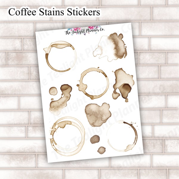 Coffee Stain Stickers, Coffee Stickers, Journal and Planner Sticker, Decorative Stickers, Journaling Stickers, Coffee Aesthetic- D111