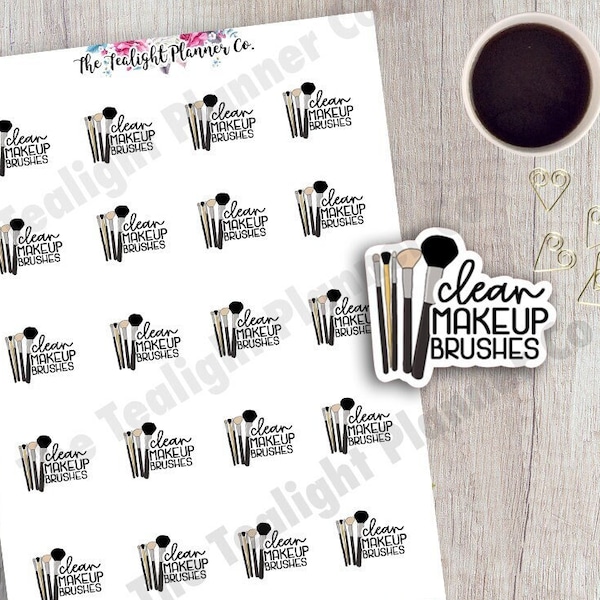 Clean Makeup Brushes Sticker, Cleaning Planner Stickers, Makeup Stickers, Reminder Planner Sticker, Functional Planner Stickers