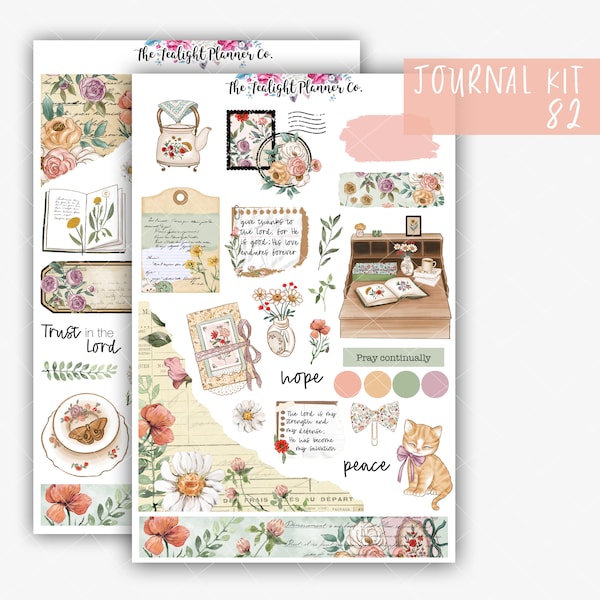 Bible Journaling Stickers, Flower Stickers, Bible Verse Stickers, Stickers for Journaling or Planning, Faith Stickers - Kit 82