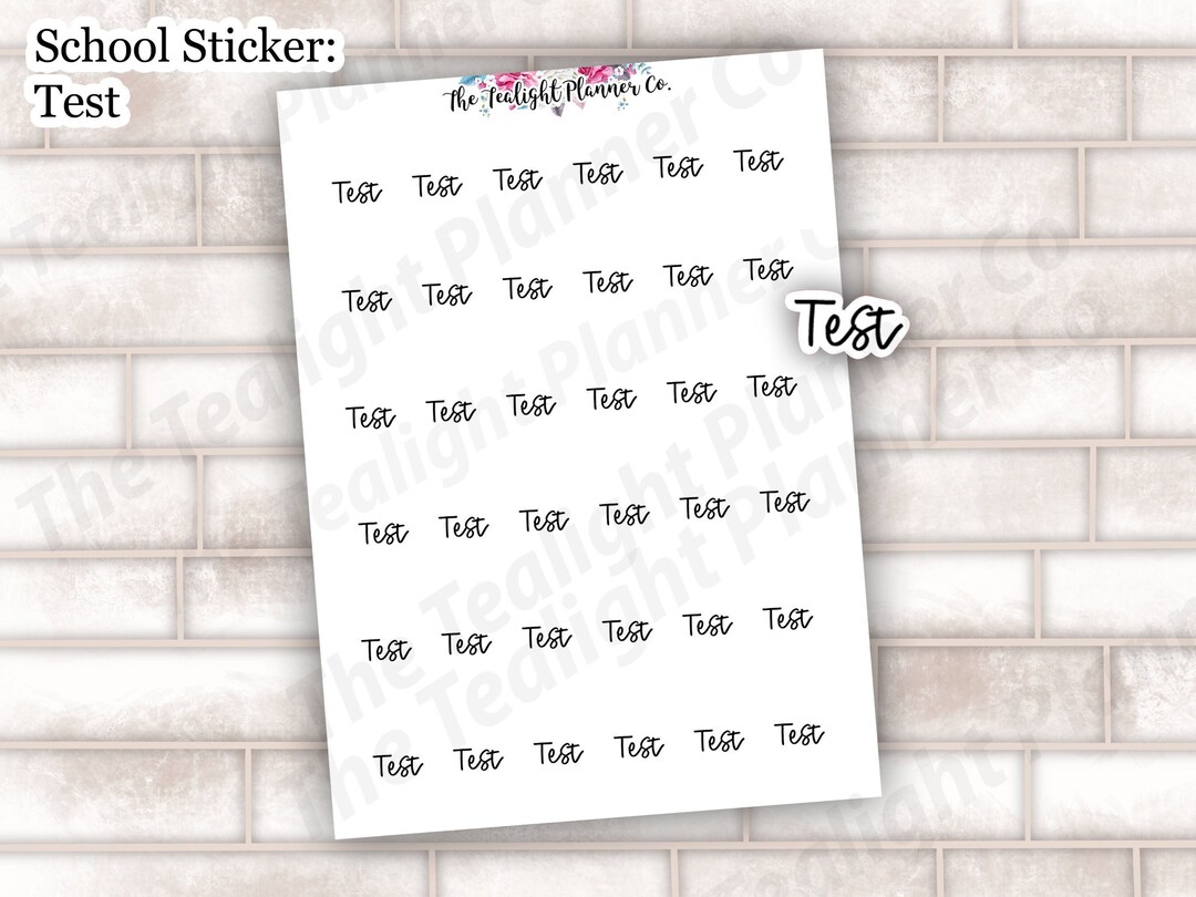 Test Board Sticker Test Script Sticker, Test Sticker for Planning, Homeschool Sticker ...