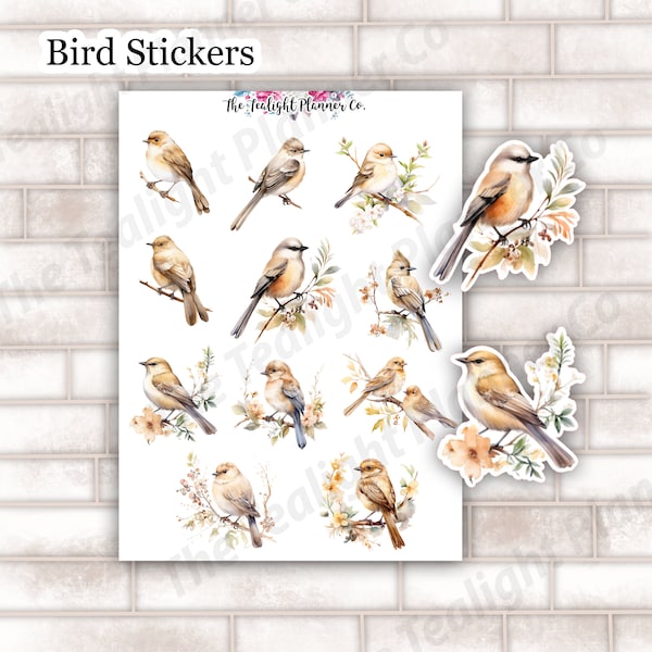 Bird Stickers, Journal Stickers, Decorative Stickers, Bird Sticker Sheet, Stickers for Journaling or Planning, Nature Sticker  - D114